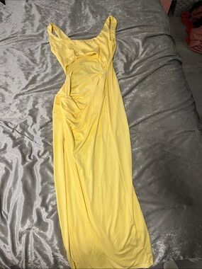 Sunshine Yellow Ruched Tank Maxi Dress